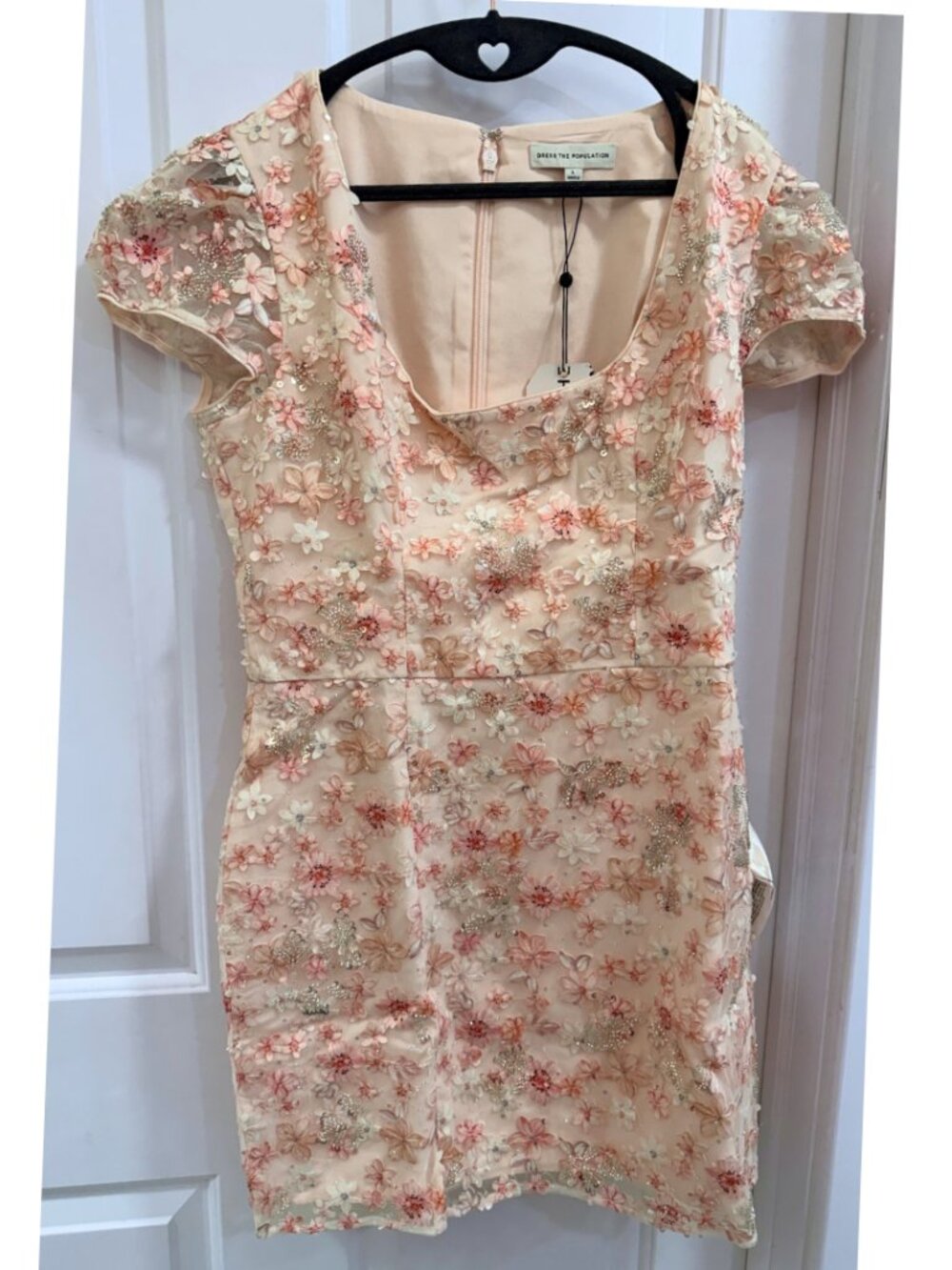 NWT Dress the Population Jillian Floral Sequin Mini Dress L - Picture 2 of 14